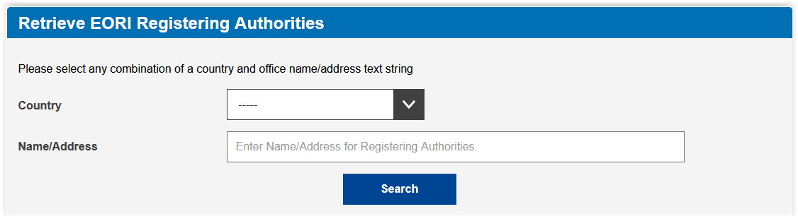 EU EORI Registering Authorities Database Link