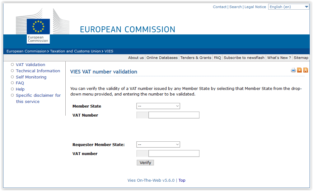 EU VAT Numbers Database Link